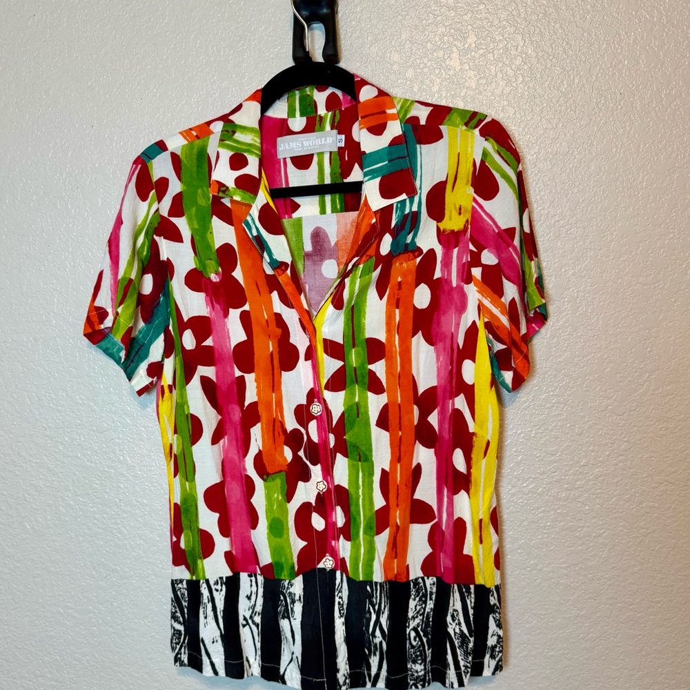 Jams World Valerian Print Button Up Top Multicolor Size Small - Picture 12 of 16